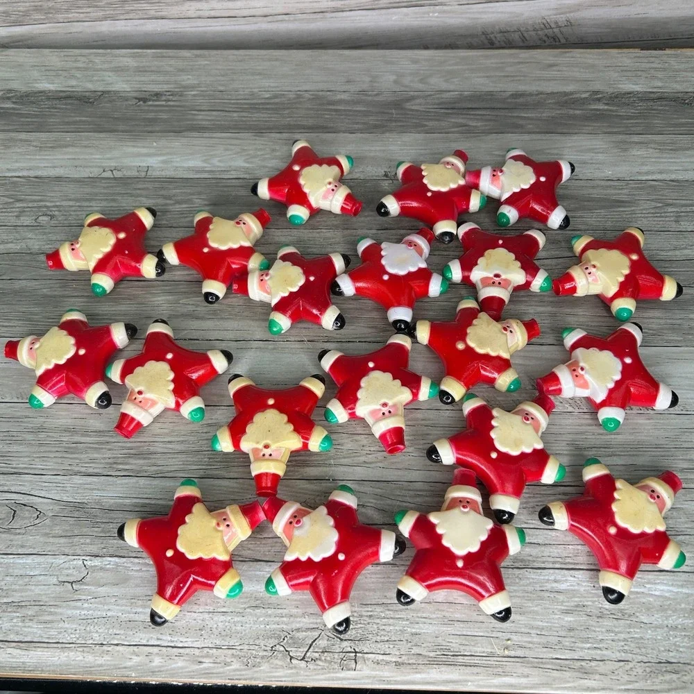 Vintage Blow Mold Santa Star Shaped Light Covers Christmas Plastic